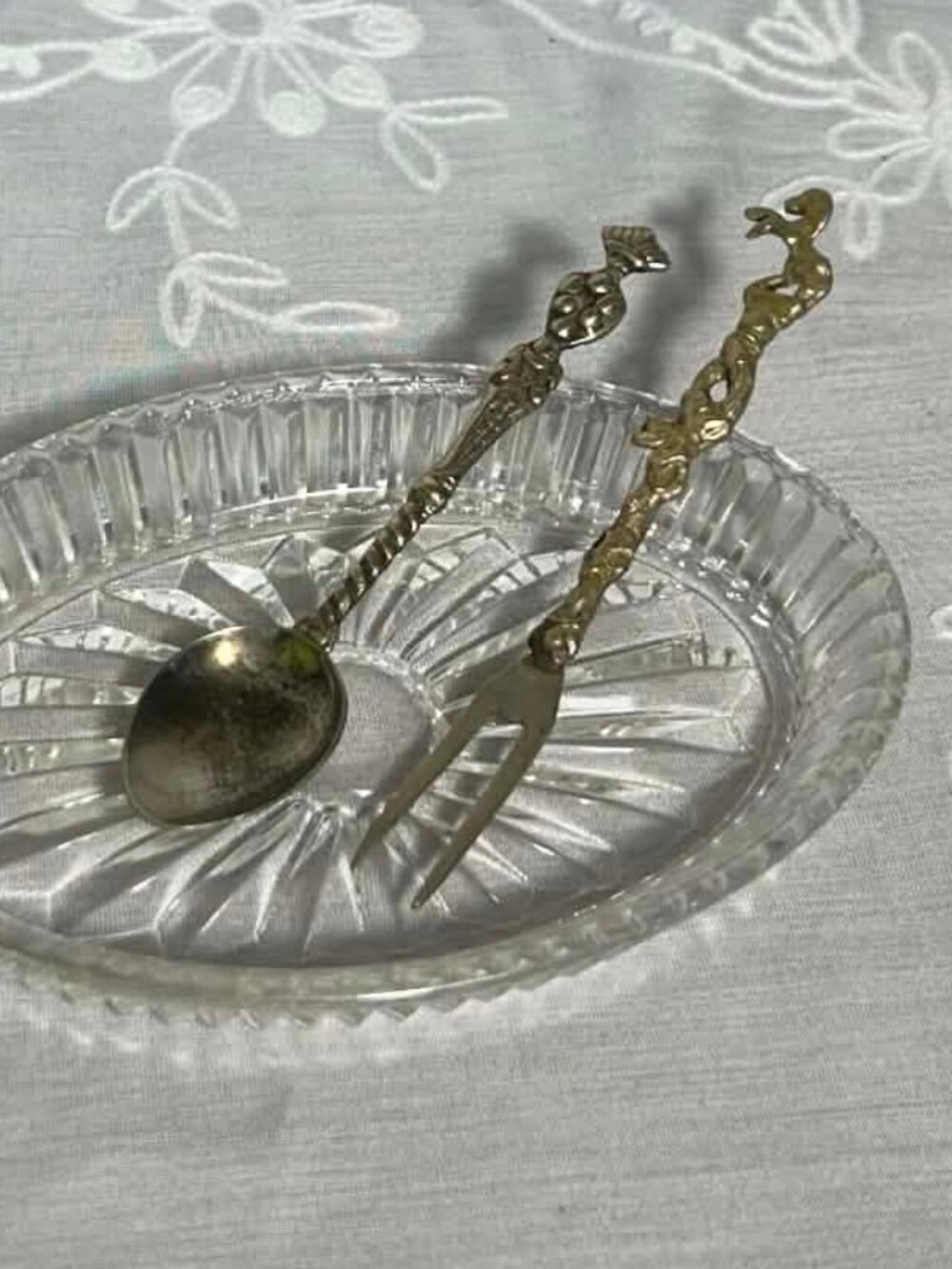 Antique Italian Montagnani Ornate Figural Mismatched Fork & Spoon Pair